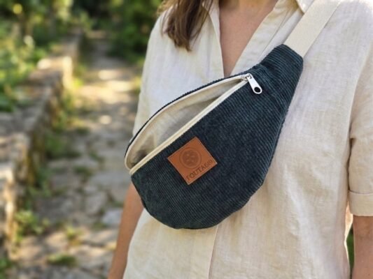 sac banane velours vert