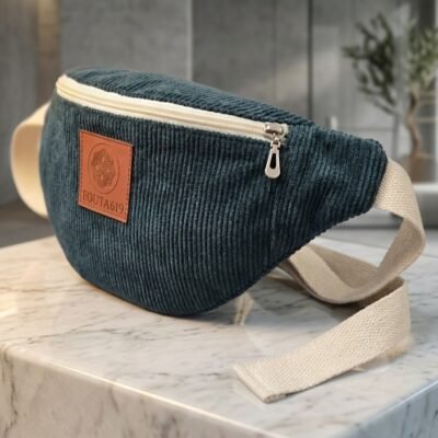 sac banane velours vert